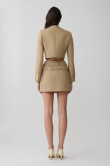 Marielle Double Belt Mini Skirt - Taupe