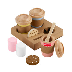 Fisher-Price Coffret Café Pour Emporter en Bois, 15Éléments