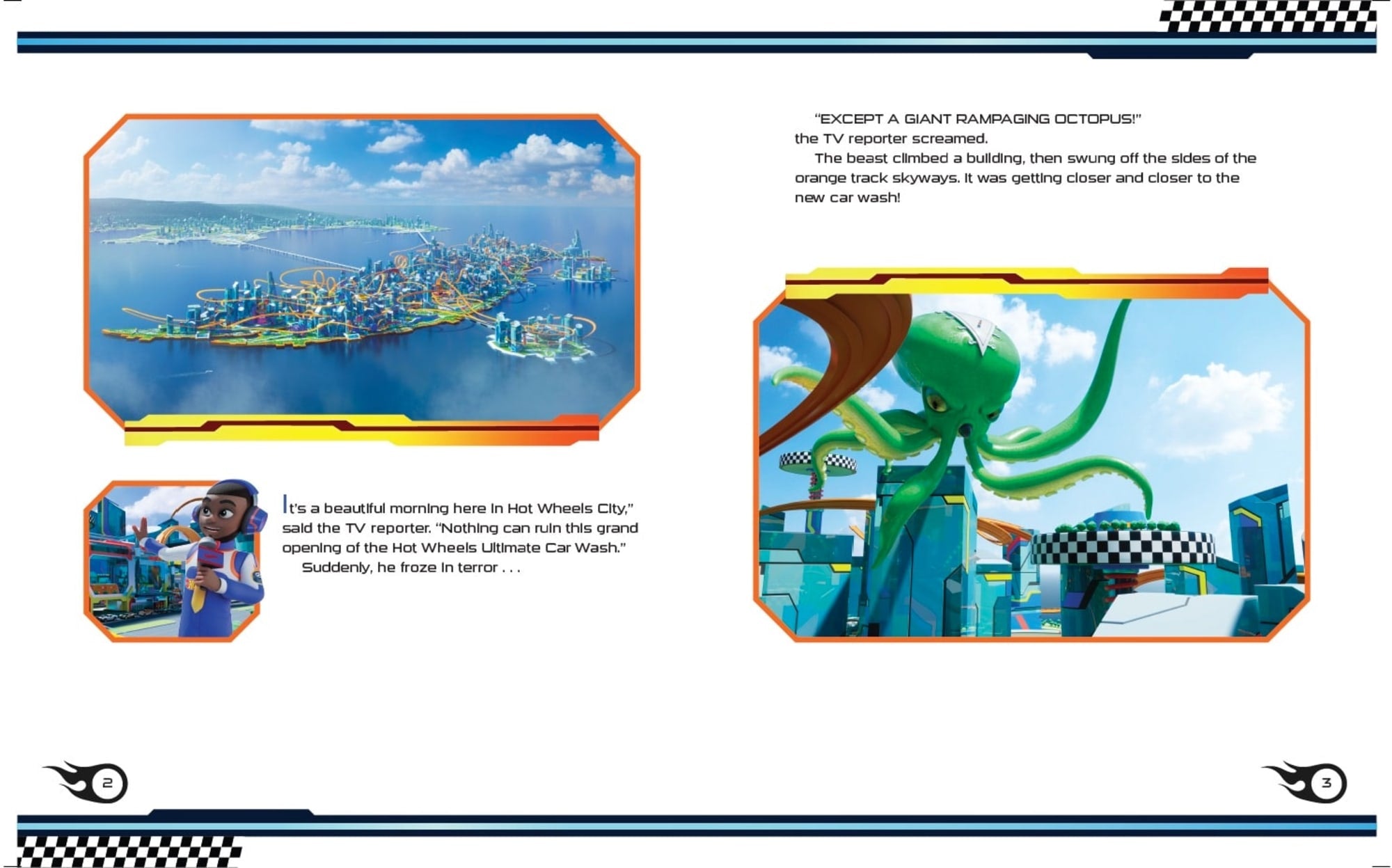 Hot Wheels Let's Race: Attack Of The Giant Octopus Paperback Book With Stickers, Based On The Series