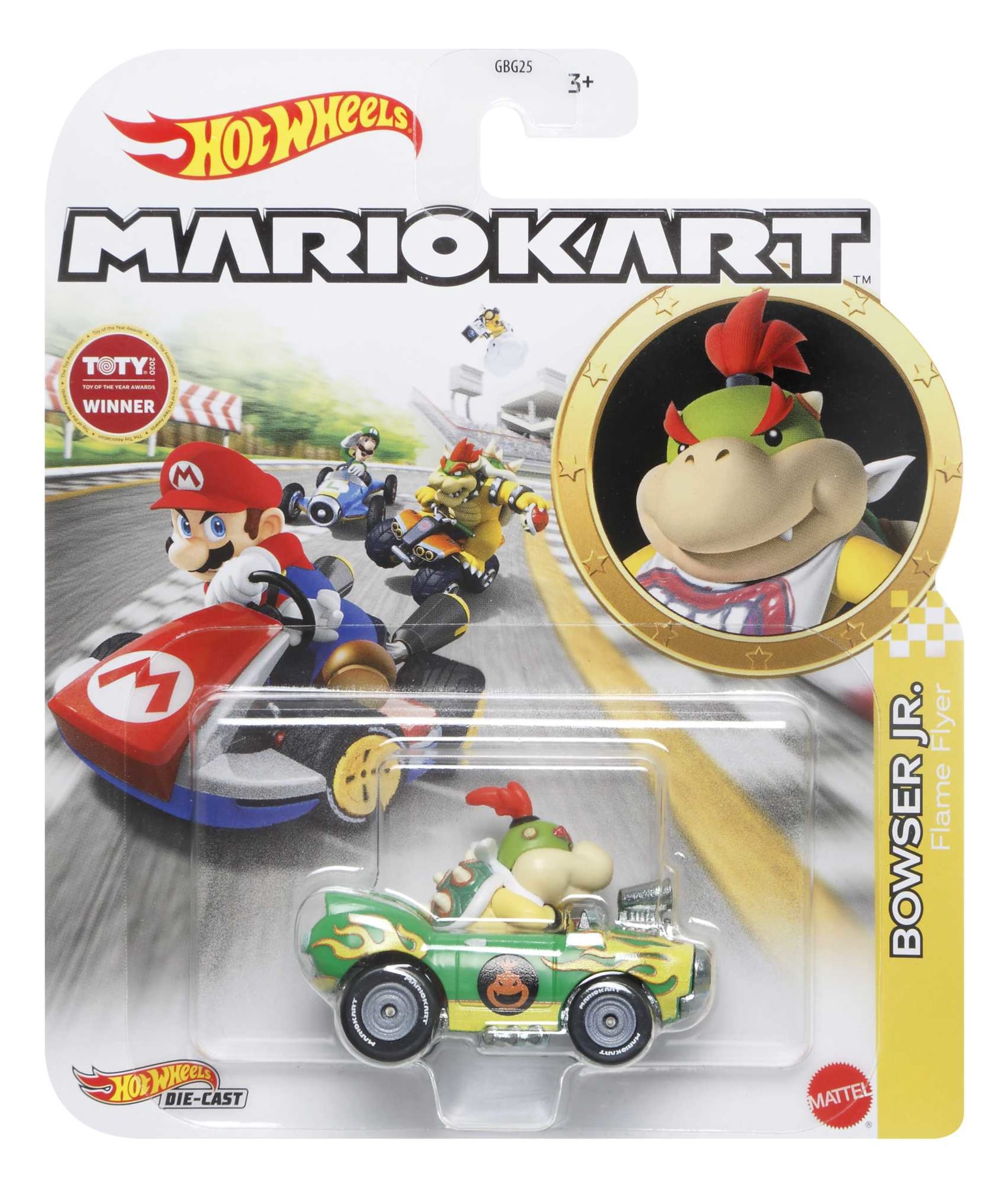 Hot Wheels Mario Kart Veículo de Brinquedo Bowser Jr Flame Flyer